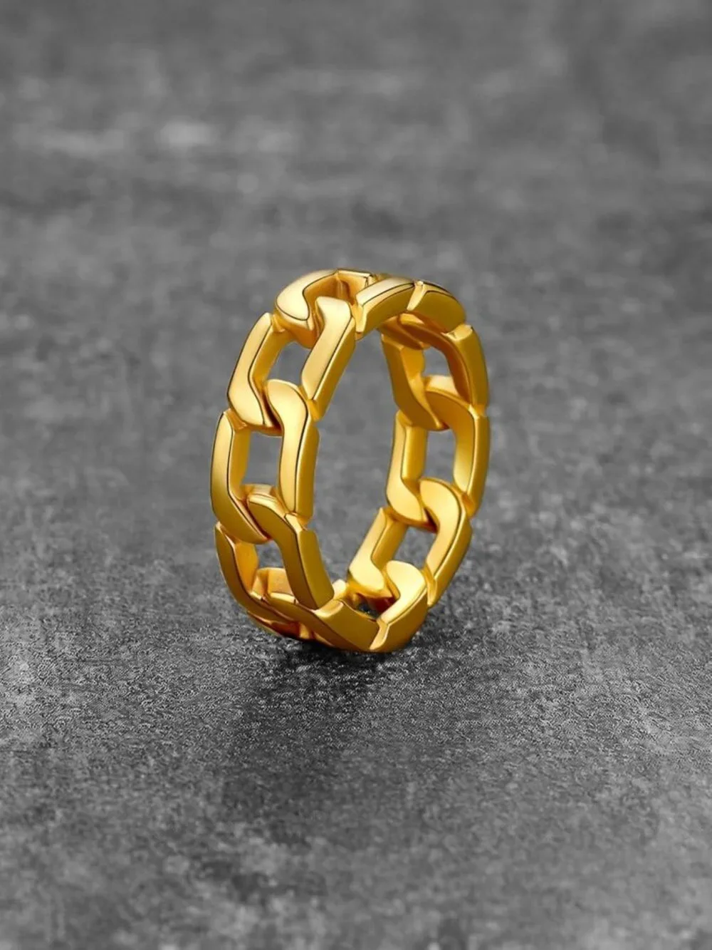 Stainless Steel Fidget Spinner Ring for Men & Women, 7mm Chain Design, Sizes